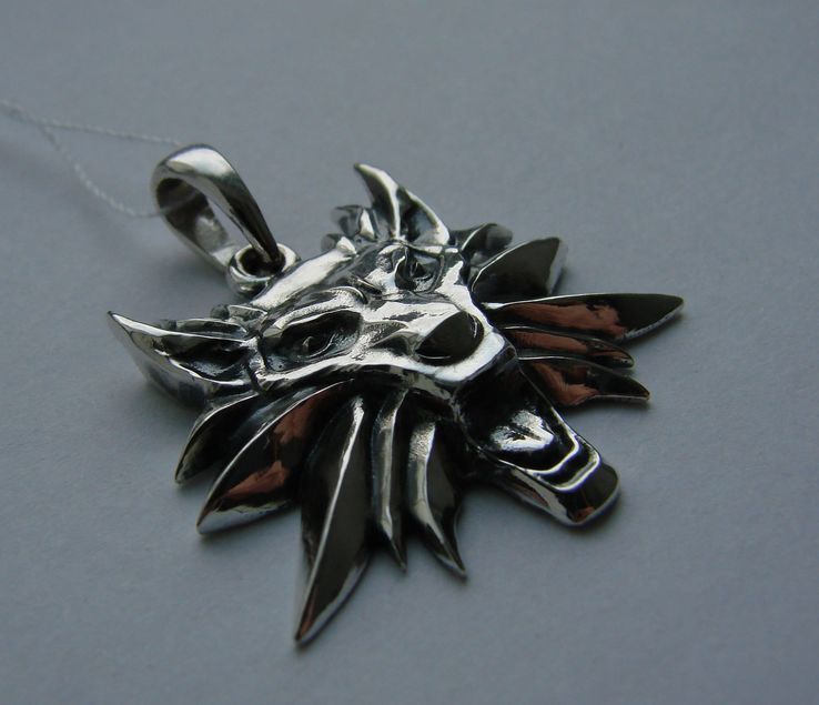 Ведьмак (В) серебряный  медальон (амулет, подвеска, кулон, )  The Witcher (тот что меньше), фото №4