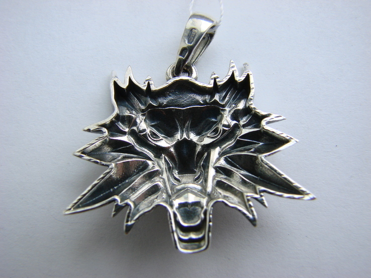 Ведьмак (В) серебряный  медальон (амулет, подвеска, кулон, )  The Witcher (тот что меньше), numer zdjęcia 5