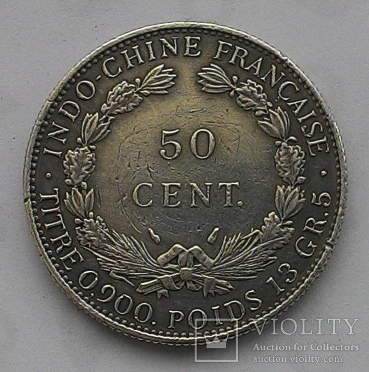 Индокитай 50 центов 1936 год  серебро 900, фото №3