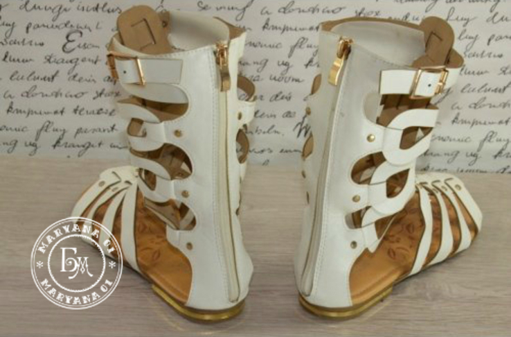 Римские сандалии, босоножки римлянки белые 38 размер, фото №5