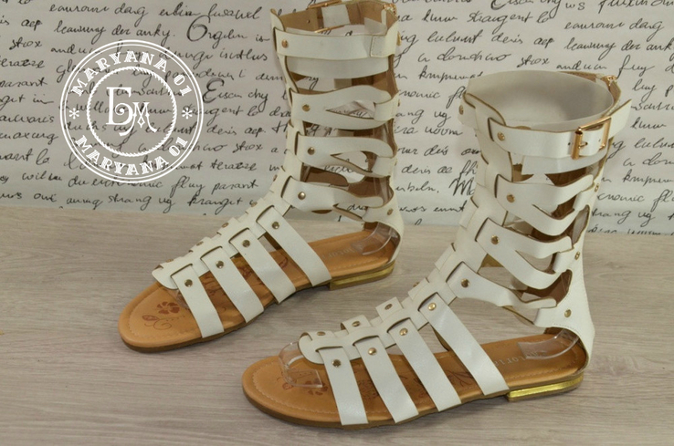 Римские сандалии, босоножки римлянки белые 38 размер, фото №6