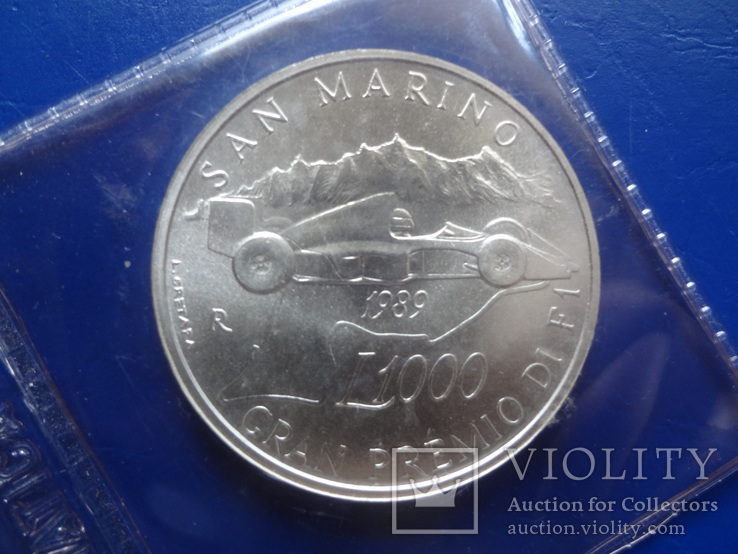 1000 лир   1989  Сан-Марино  серебро  запайка (,8.2.1)~, фото №2