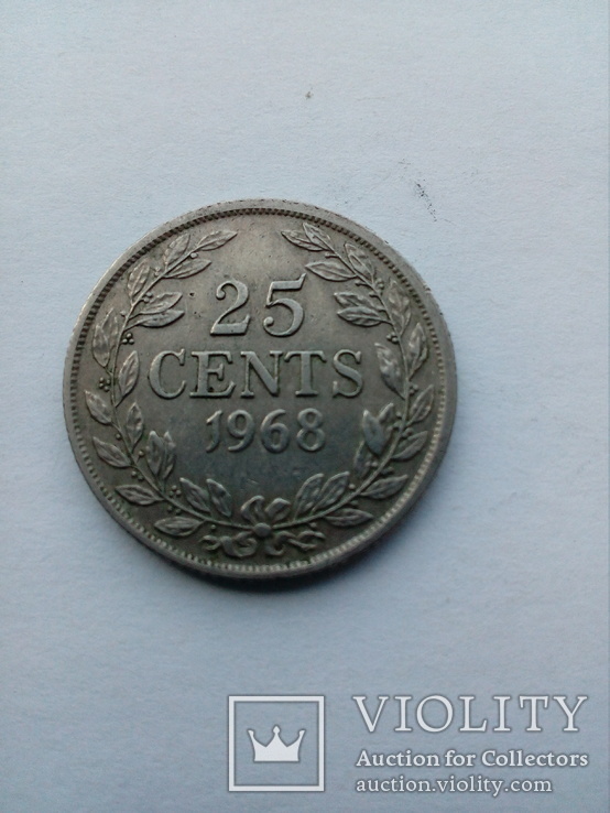 25 центов 1968 Либерия, фото №2