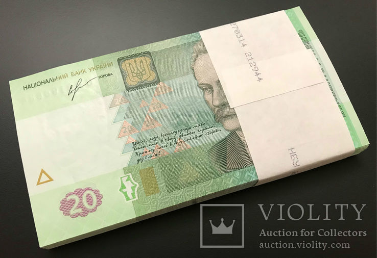 Корешок (100 банкнот) - 20 гривен / гривень 2013 (подп. Соркин) - UNC, Пресс, фото №4