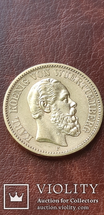 Золото 20 марок 1873 г. Вюртемберг, фото №4