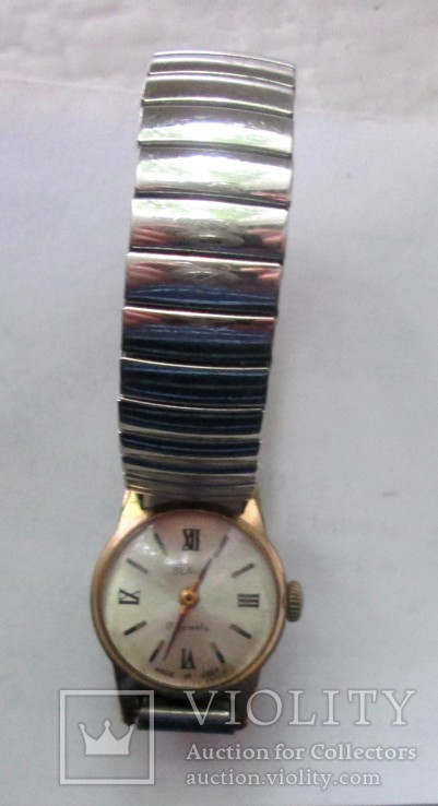 Часы женские SLAVA 17 камней с браслетом. Au10, фото №3