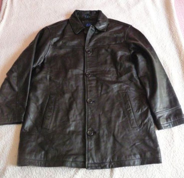Большая классическая кожаная мужская куртка AM Studio. Лот 608, фото №5
