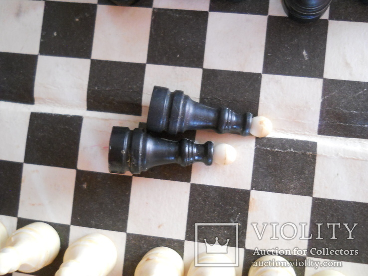 Маленькие шахматы СССР без 3 фигур, на картонной доске 16х16 см., фото №5