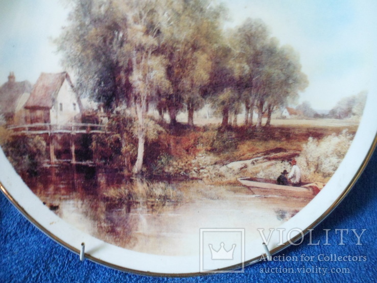 Настенная тарелка На речке Англия клеймо, фото №3
