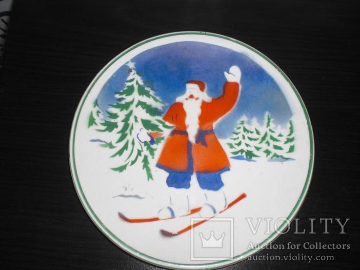 Настенная тарелка Дед Мороз 1957г Буды СССР
