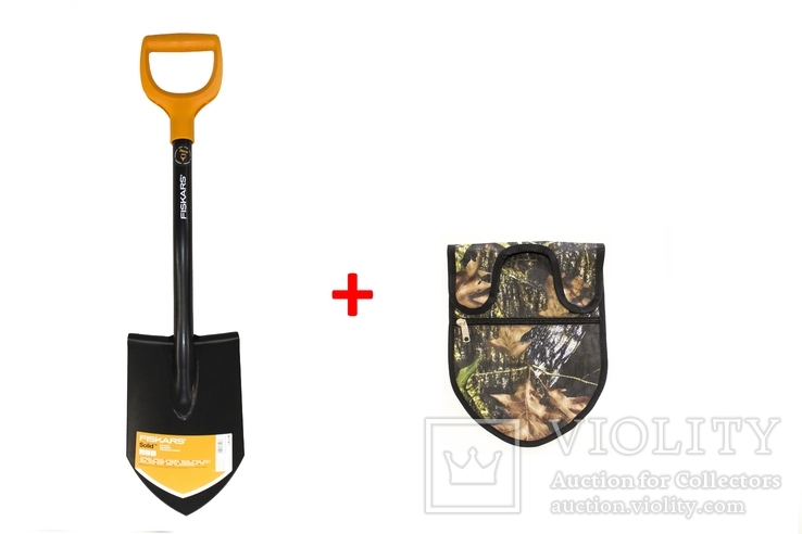 Лопата 80 см саперка Fiskars Solid + Чехол на лопату, фото №2