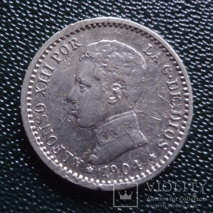 50 центов 1904  Испания  серебро   (,10.1.42)~, фото №2