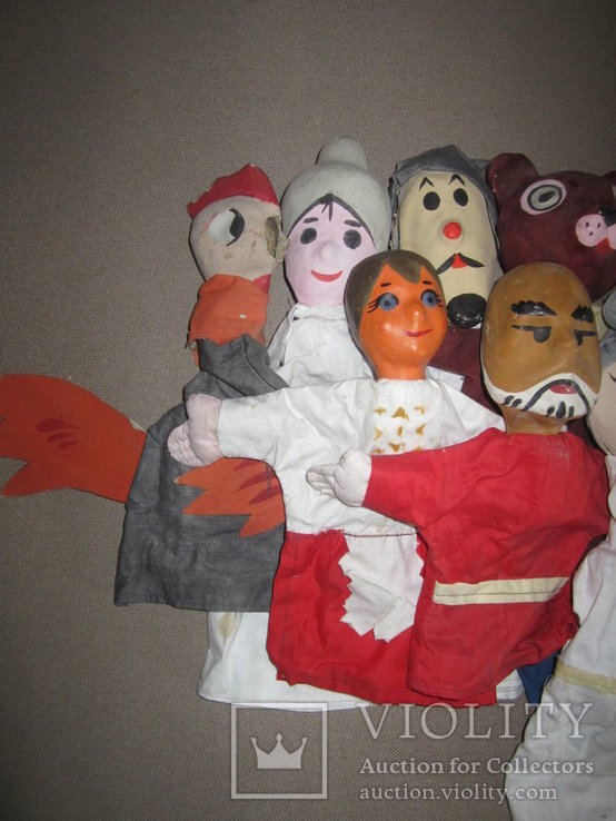 Старинные перчаточные куклы кукольный театр 13шт опилки СССР, фото №3