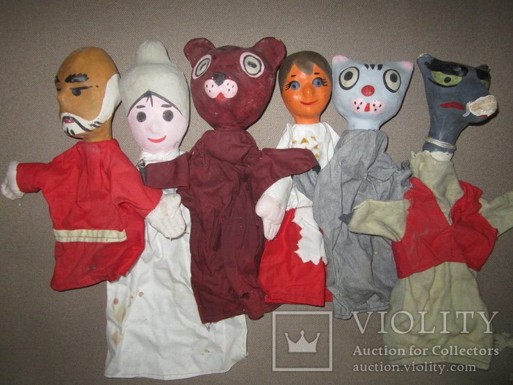 Старинные перчаточные куклы кукольный театр 13шт опилки СССР, фото №6