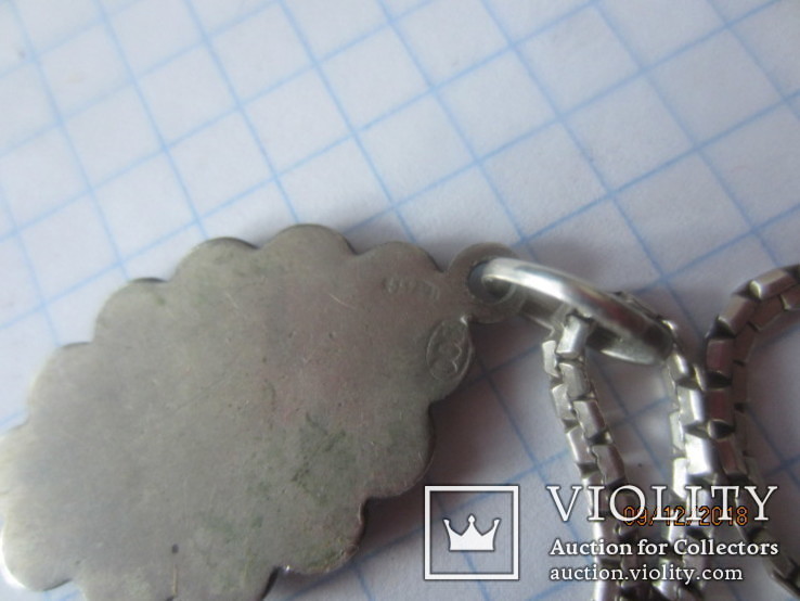 Старая ладанка серебро 800 дева мария  с цепочкой, фото №5