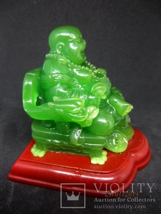 Статуэтка Будда Пекин зеленого стеклo, фото №6