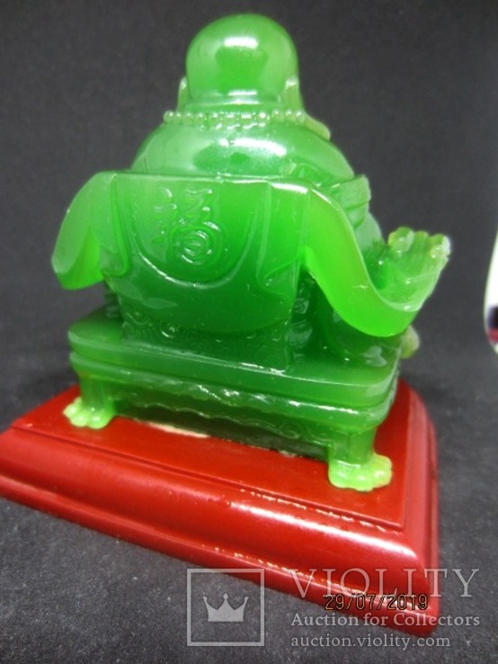 Статуэтка Будда Пекин зеленого стеклo, фото №8