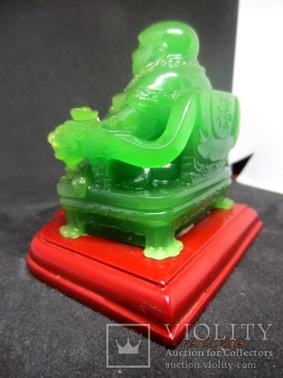 Статуэтка Будда Пекин зеленого стеклo, фото №10