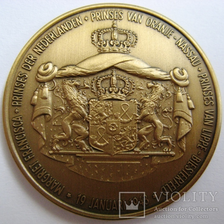 Нидерланды, медаль "19 января 1943 г. - рождение принцессы Маргариты Франциски"