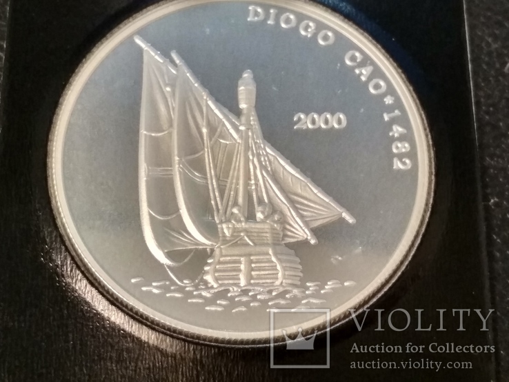 Корабль парусник 10 франков 2000 год Конго серебро, фото №3