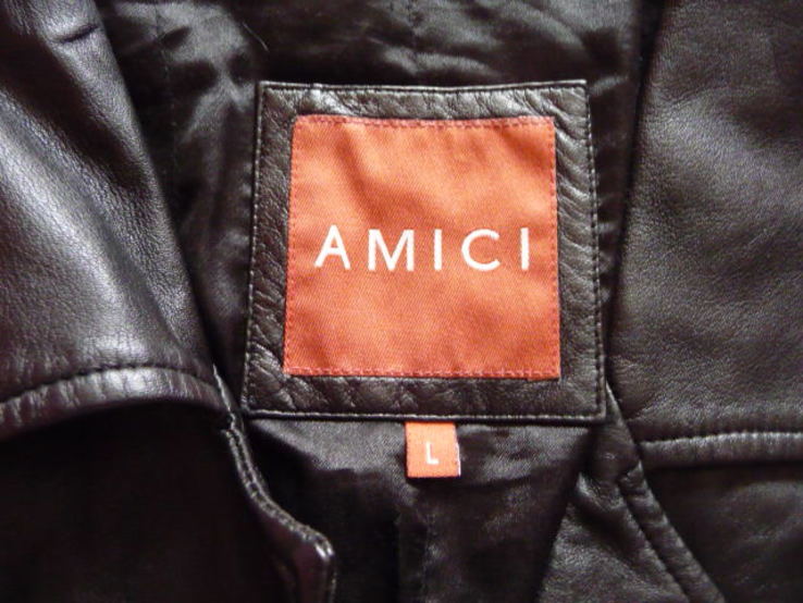 Большая кожаная мужская куртка AMICI. Лот 613, фото №5