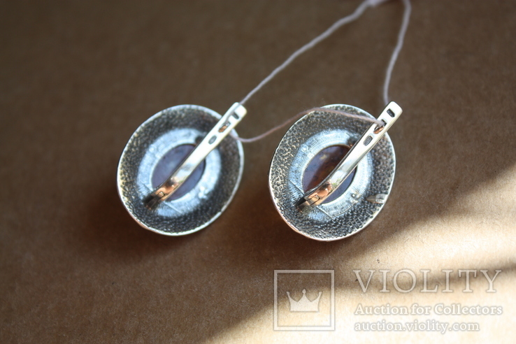Серебряные серьги с янтарем, фото №7