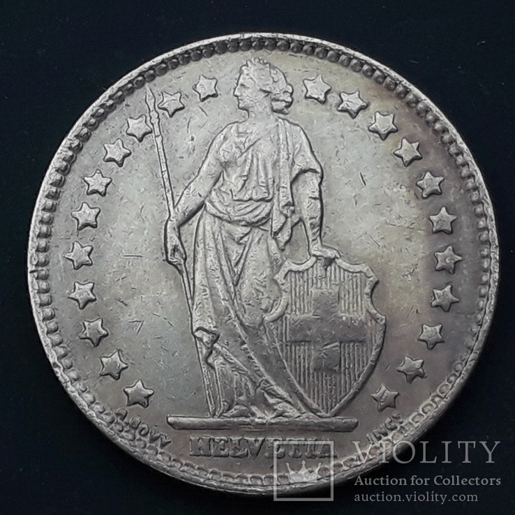 1 франк, Швейцария, 1963 год, серебро 835-й пробы, 5 грамм, фото №3