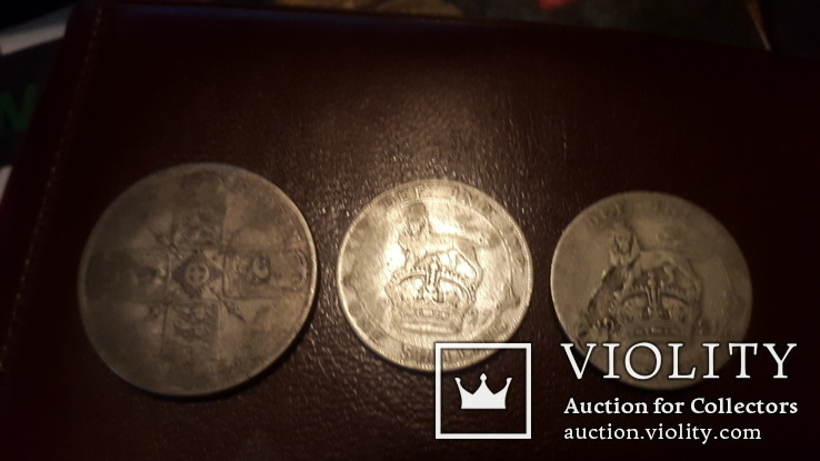 Три сербряные монеты Великобритании 1 флорин и2 шилинга+бонус, фото №4