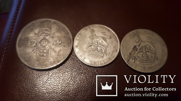 Три сербряные монеты Великобритании 1 флорин и2 шилинга+бонус, фото №5