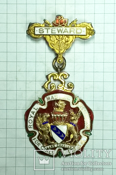 Масонский знак STEWARD. Серебро. RMIG 1934 г., фото №3