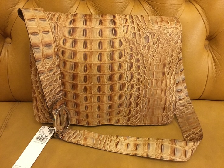 Стильная сумка, натуральная кожа, крокодил