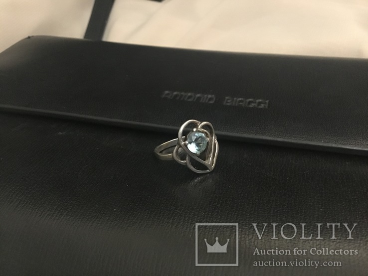 Кольцо, голубой камень, серебро, фото №2