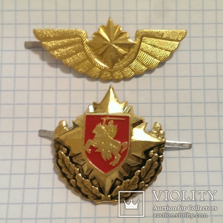 Беларусь бкб пагоня - желтая кокарда на фуражка 2 шт ВВС авиа capbadge MützenAbzeichen, фото №2