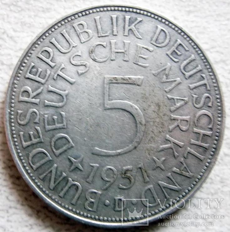 Монеты Германия 5марок 1951год-серебро, фото №3