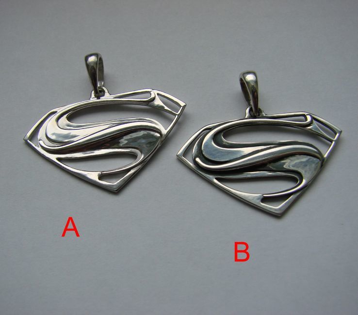(А) Амулет (подвеска, кулон) Супермена серебро 925 (Родиевое покрытие), фото №5