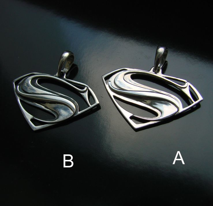 (А) Амулет (подвеска, кулон) Супермена серебро 925 (Родиевое покрытие), фото №7