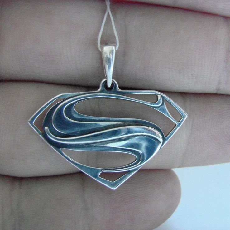 (А) Амулет (подвеска, кулон) Супермена серебро 925 (Родиевое покрытие), фото №9