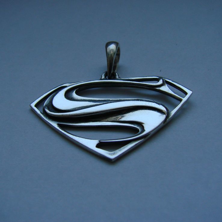 (B) Амулет (подвеска, кулон) Супермена серебро 925 (Чернение), фото №5