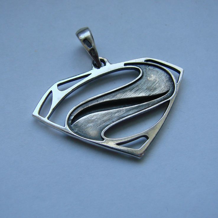 (B) Амулет (подвеска, кулон) Супермена серебро 925 (Чернение), фото №8