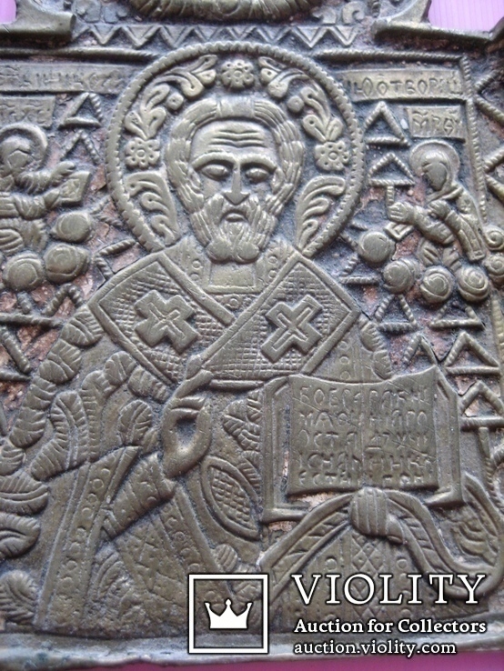 Старовинний бронзовий складень Св. Миколая, фото №8