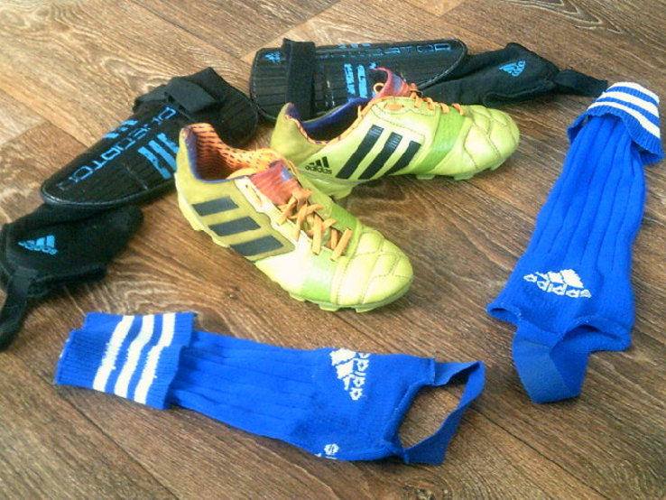 Adidas футбольные копки + щитки+гетры, фото №2