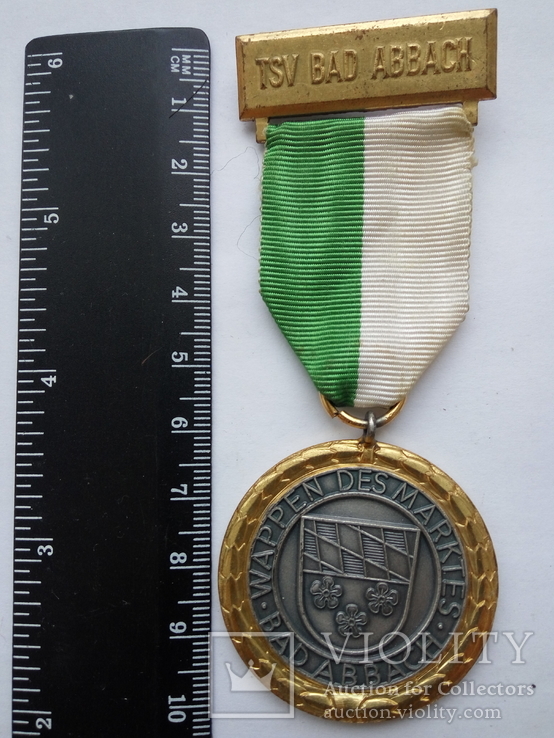 Медаль 1969 года, города Бад-Аббах,Бавария, Германия