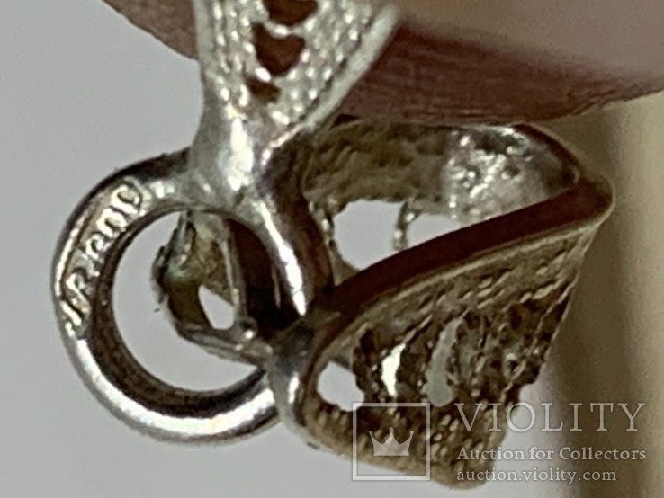 Кулон Эдельве́йс,филигрань на цепочке из Англии(серебро), фото №13
