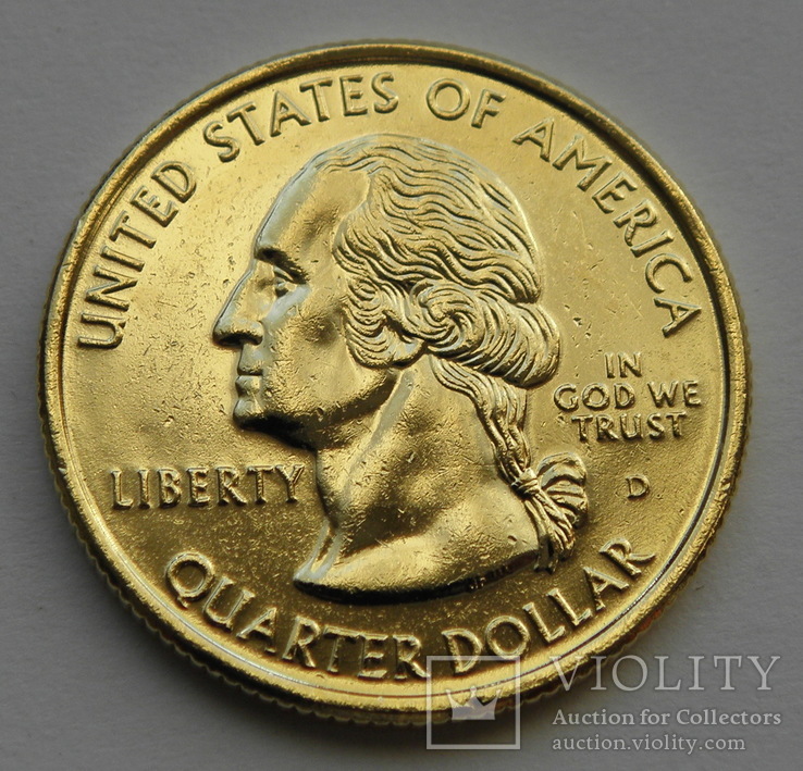 США 25 центов Позолота 1999 Коннектикут, фото №3