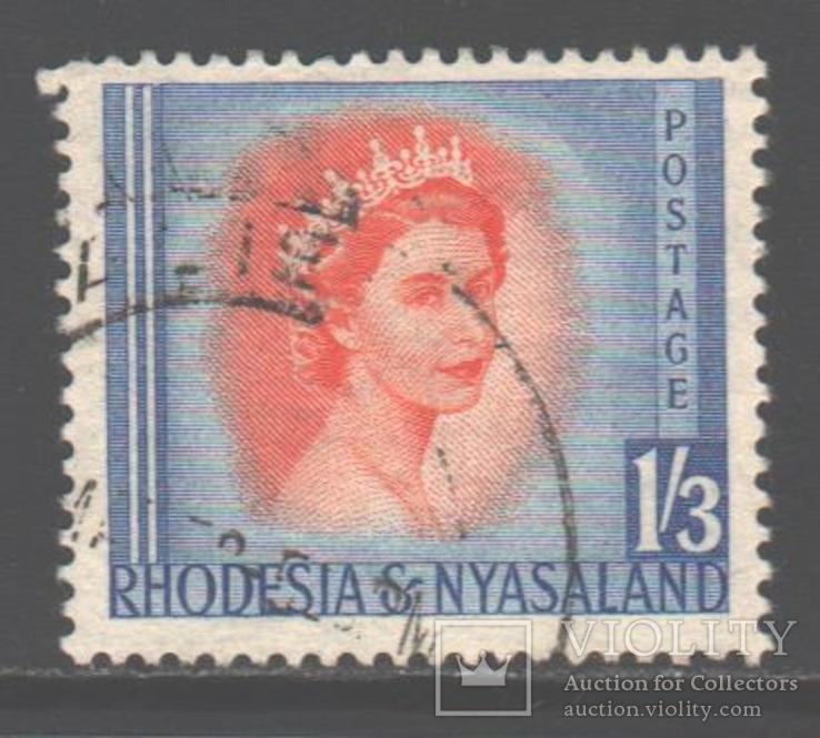 Брит. колонии. Родезия и Ньясаленд. 1954. Елизавета II, 1 шилл. 3 п., гаш.