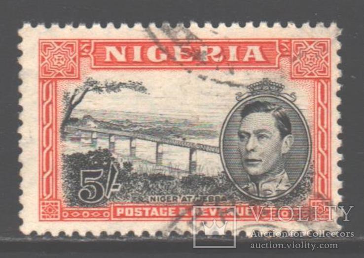 Брит. колонии. Нигерия. 1949. Река, мост, 5 шилл., гаш.