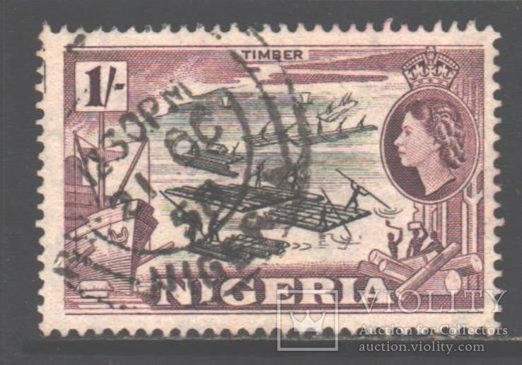 Брит. колонии. Нигерия. 1953. Сплав леса, 1 шилл., гаш.