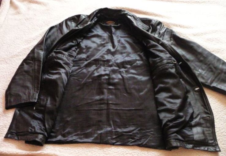 Большая утеплённая кожаная мужская куртка HONEY. Франция. Лот 617, фото №4