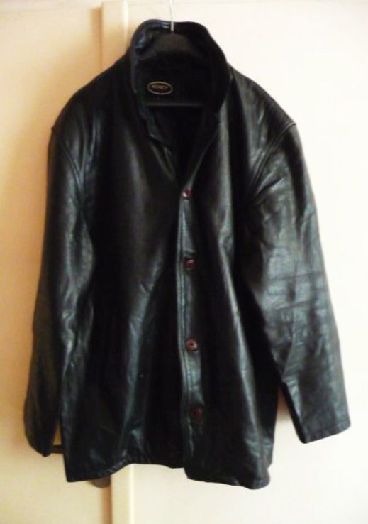 Большая утеплённая кожаная мужская куртка HONEY. Франция. Лот 617, фото №7