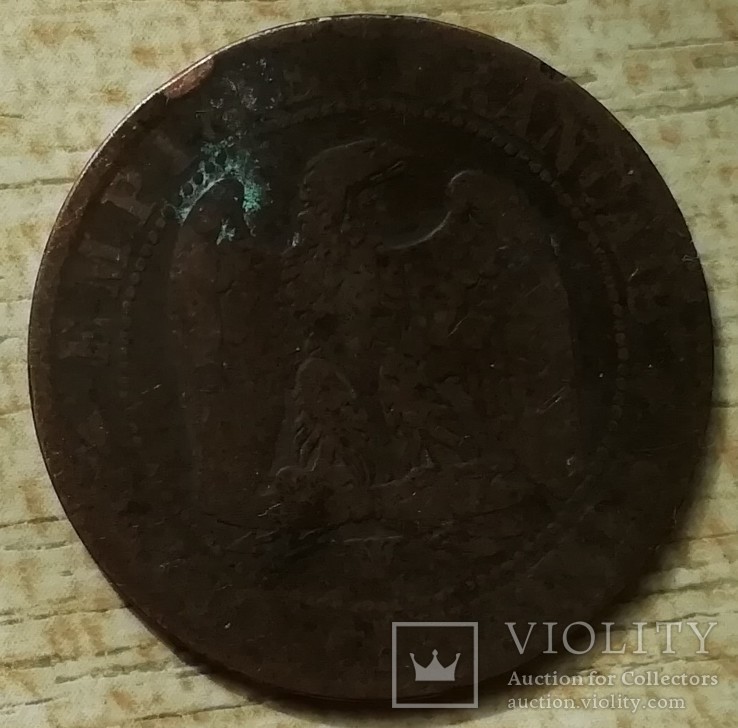 Франция 5 сантимов, 1854 г. Отметка монетного двора: "W" - Лилль, фото №3
